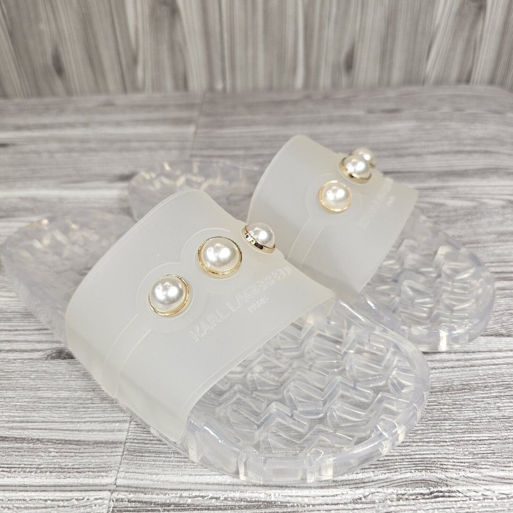 KARL LAGERFELD TulaRubberPool Slide Sandals Transparent Clear-Women's Size 7 NEW - Picture 10 of 15